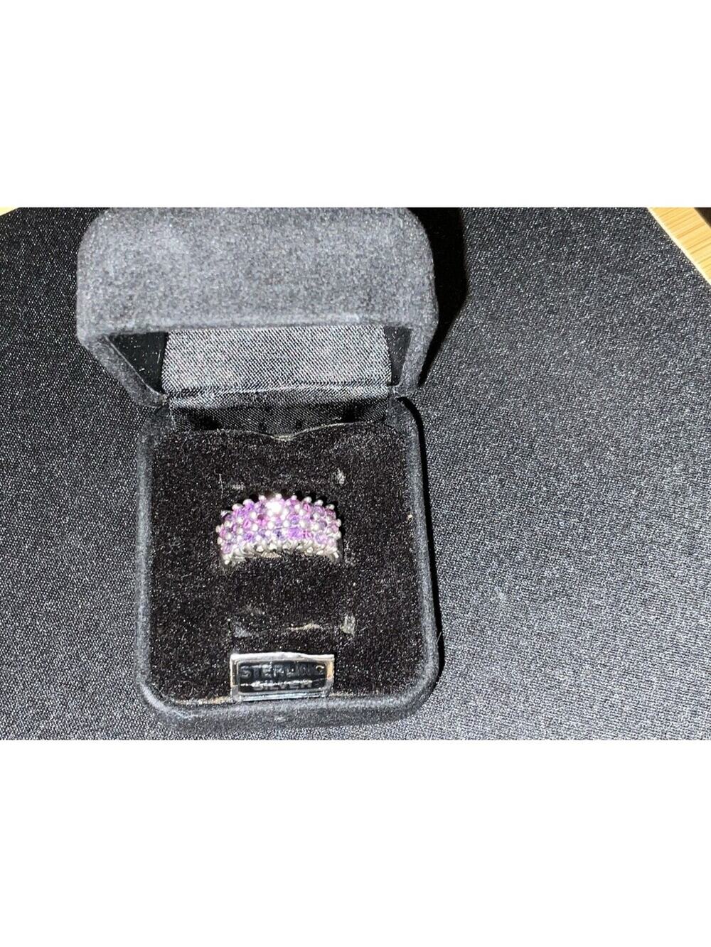 925 Silver Thailand Amethyst 27 Stones Dark Purple Ring Size 8